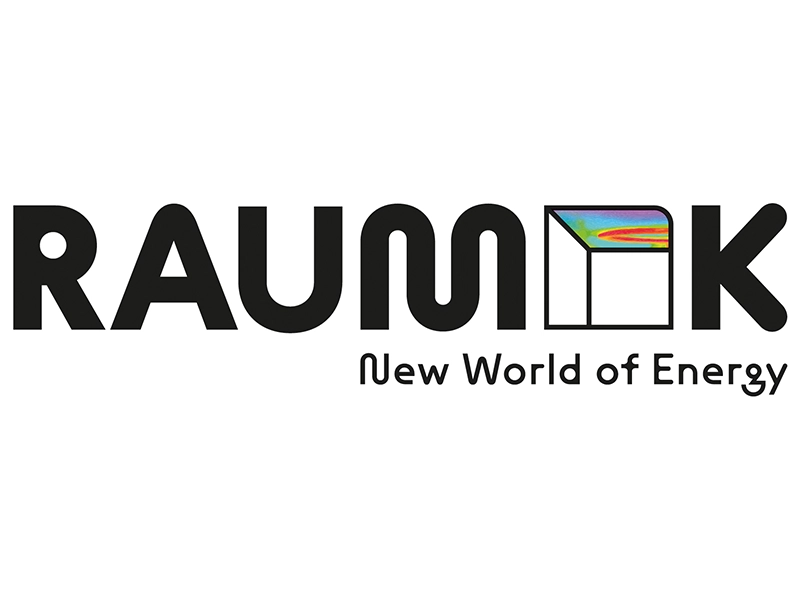 „Das Bild zeigt das Logo von RAUMK mit dem Slogan ‚New World of Energy‘. Der Schriftzug ist in schwarzer, moderner Schrift gestaltet, wobei der Buchstabe ‚K‘ als stilisierte, farbige Darstellung eines Raumes mit einer Wärmebild-ähnlichen Grafik hervorgehoben ist.