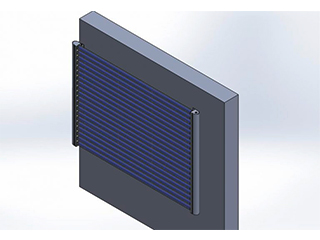Akotec Befestigungsset für Direct-Flow Solarthermieanlagen an Fassaden, mit Montageschienen zur vertikalen Installation von Vakuumröhrenkollektoren. Ideal für eine stabile und effiziente Wandmontage von Solaranlagen.