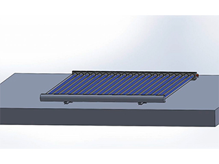 Akotec Befestigungsset für Direct-Flow Solarthermieanlagen auf Flachdächern, mit Montageschienen zur sicheren Installation von Vakuumröhrenkollektoren. Ideal für eine stabile und effiziente Solarmodul-Befestigung.
