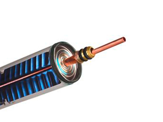 Akotec NARVA Vakuumröhre Standard für Direct-Flow Solarthermieanlagen, mit Kupfer-Heatpipe zur effizienten Wärmeübertragung. Ideal für den Einsatz in Vakuumröhrenkollektoren zur nachhaltigen Energiegewinnung.